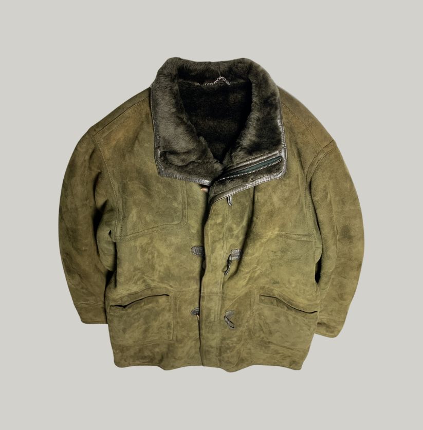 Vintage Olive Suede Duffle Jacket