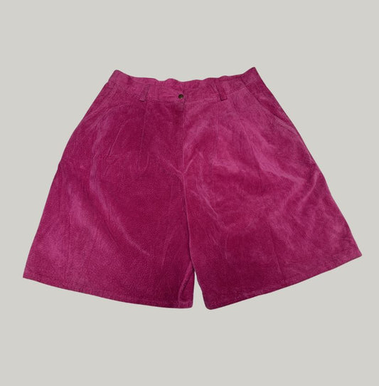Fuchsia Pink Leather Bermuda Shorts