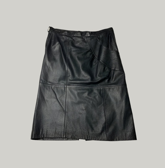 Creazioni In Pelle Black Leather Pencil Skirt