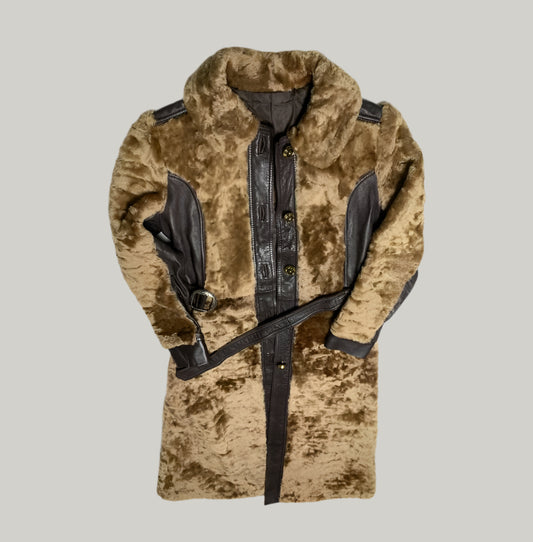Shearling and Leather Contrast Coat