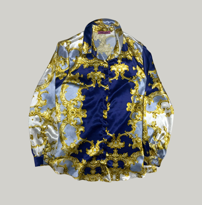 Tiziana Cervasio Blue & Gold Baroque Shirt