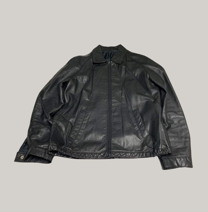 Vintage Style Black Leather Biker Jacket