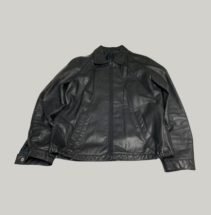 Vintage Style Black Leather Biker Jacket