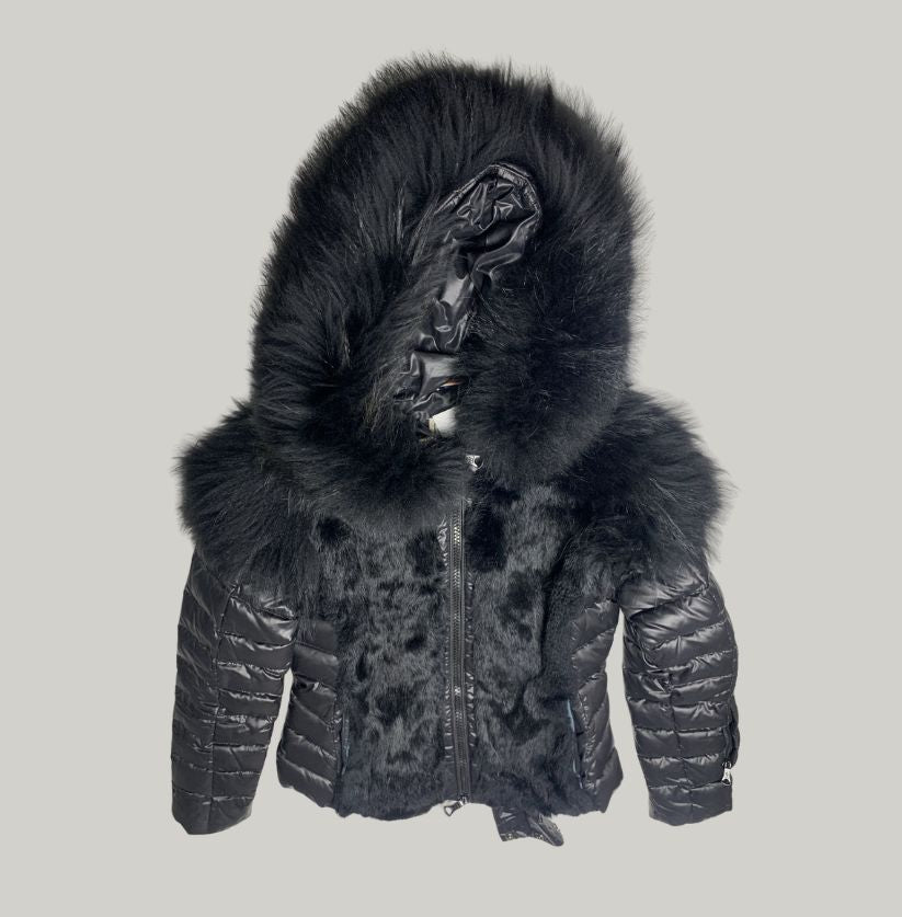 Moncler Grenoble Black Rabbit Fur Jacket