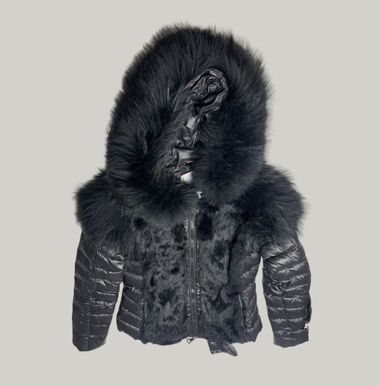 Moncler Grenoble Black Rabbit Fur Jacket