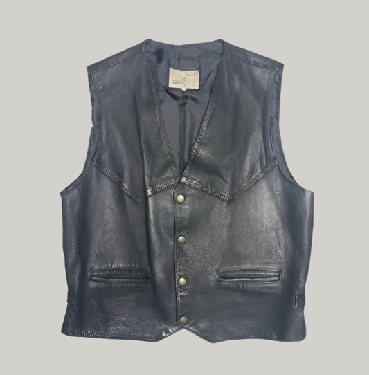 Coast to Coast Black Leather Motorcycle Vest