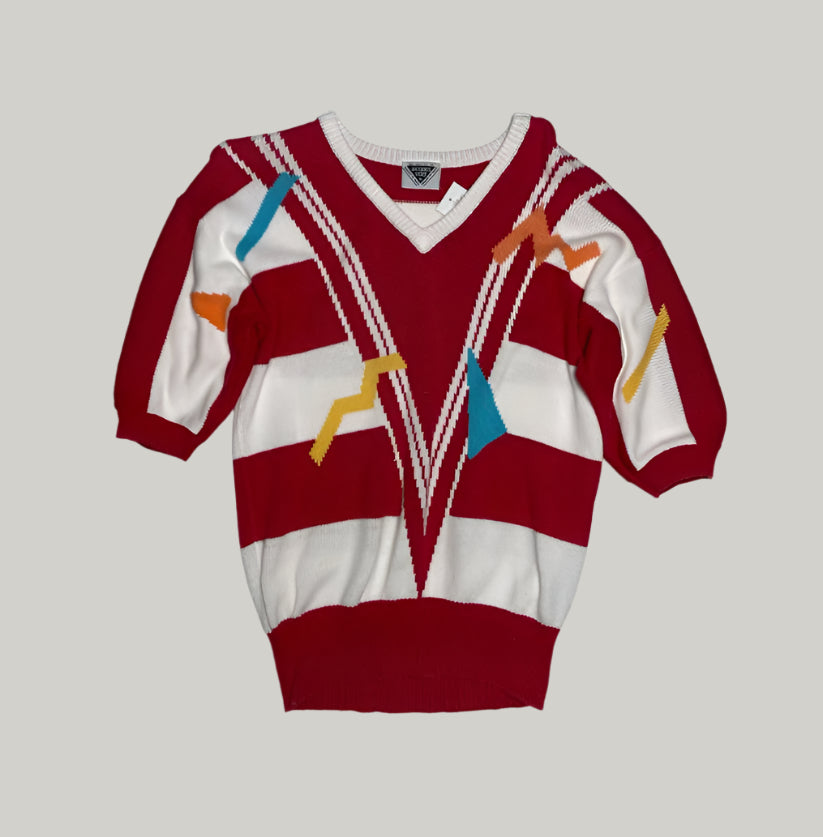 Jacques Vert Red & White V-Neck Jumper