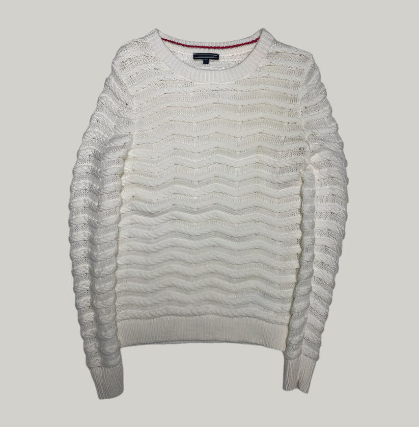 Tommy Hilfiger Women's White Ribbed Jumper