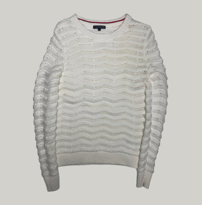Tommy Hilfiger Women's White Ribbed Jumper