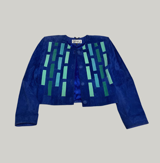 DINO'Z Vintage Blue Suede Leather Cropped Jacket
