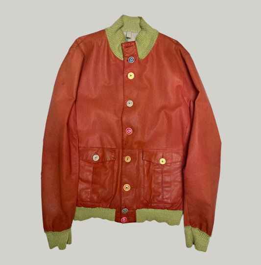 Vintage Orange Leather Jacket