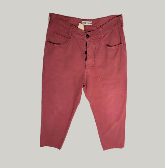 Stone Island Red Distressed Jeans