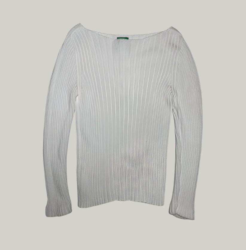 United Colors of Benetton White Boat Neck Ribbed Sweater