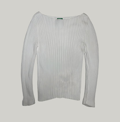 United Colors of Benetton White Boat Neck Ribbed Sweater