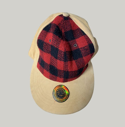 Timberland Suede and Flannel Checkered Cap