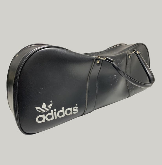 Vintage Adidas Black Trefoil Leather Holdall