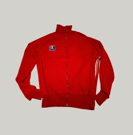 Champion Full-Zip Red Track Jacket with Embroidered Logo