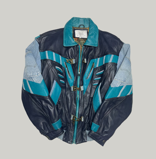Giorgio Graziano by Fontanelli Blue & Black Biker Jacket