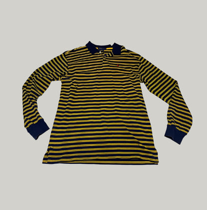 Black and yellow striped long-sleeve shirt on a white background