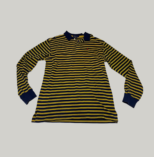 Black and yellow striped long-sleeve shirt on a white background