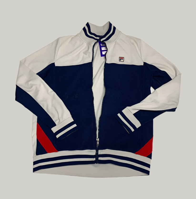FILA White & Navy Blue Track Jacket