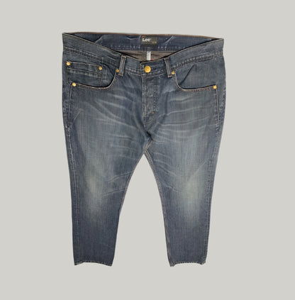Pair of blue jeans on a white background