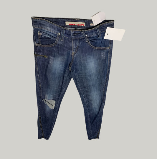 Women's Miss Sixty Distressed Denim Jeans with Zippers