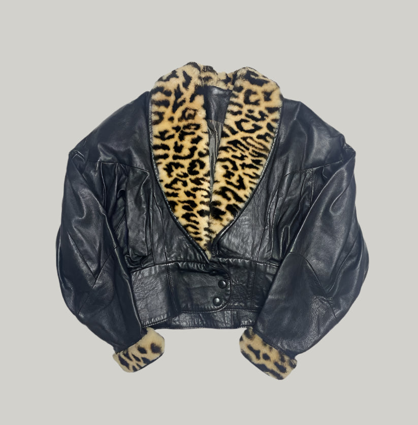 Jacques Sac Leather Jacket with Animal Print Accents