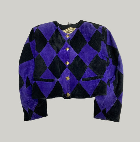 Dino’Z Black & Purple Patchwork Suede Jacket