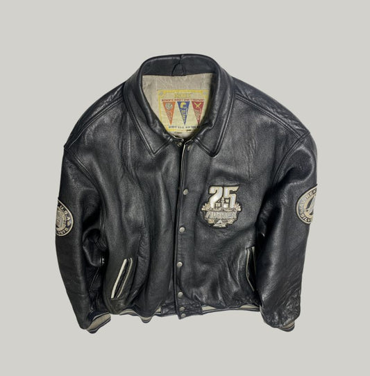 Avirex Black Leather Varsity Jacket