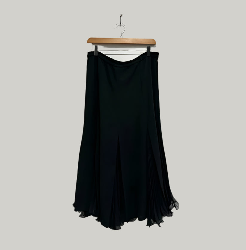 Frank Usher Black Pleated Maxi Skirt