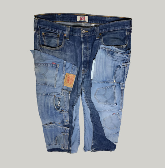 Levi's 501 Original Fit Men's Patchwork Blue Jeans