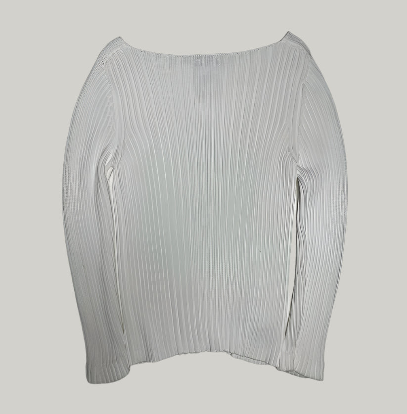 United Colors of Benetton White Boat Neck Ribbed Sweater