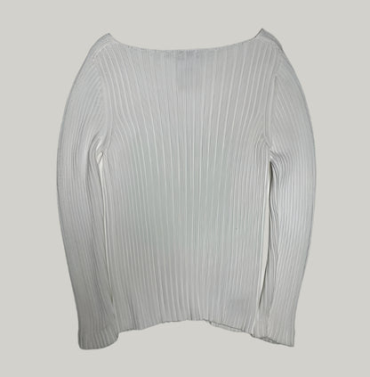 United Colors of Benetton White Boat Neck Ribbed Sweater