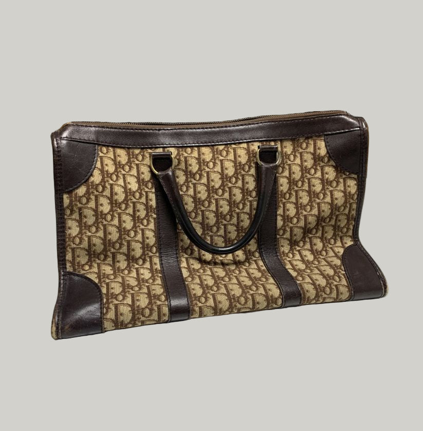 Christian Dior Brown Monogram Trotter Boston Bag