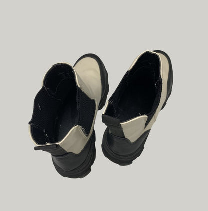 Beige & Black Platform Chelsea Boots