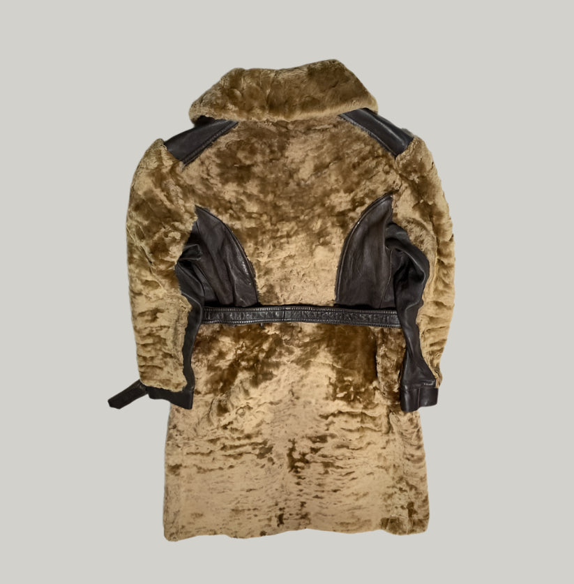 Shearling and Leather Contrast Coat