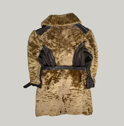 Shearling and Leather Contrast Coat