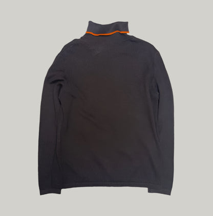 Burberry Brown Turtleneck Sweater with Orange Trim