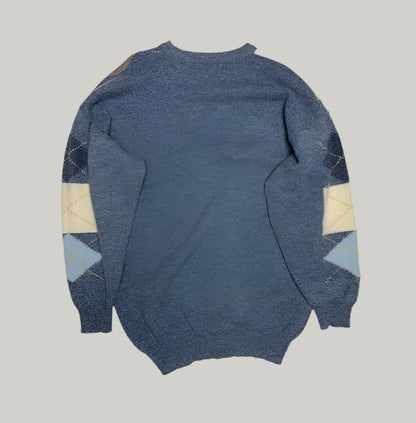 Paco Grey Diamond Patterned Pure Wool Jumper