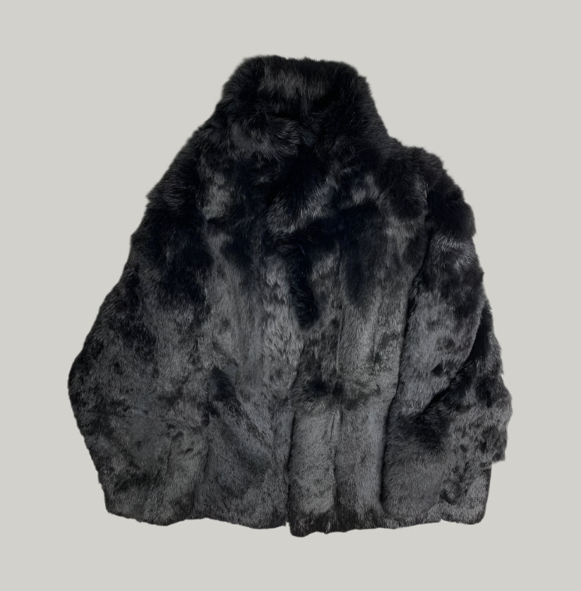 Vintage Black Plush Fur Coat