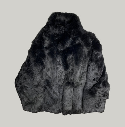 Vintage Black Plush Fur Coat