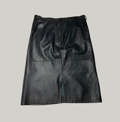 Creazioni In Pelle Black Leather Pencil Skirt