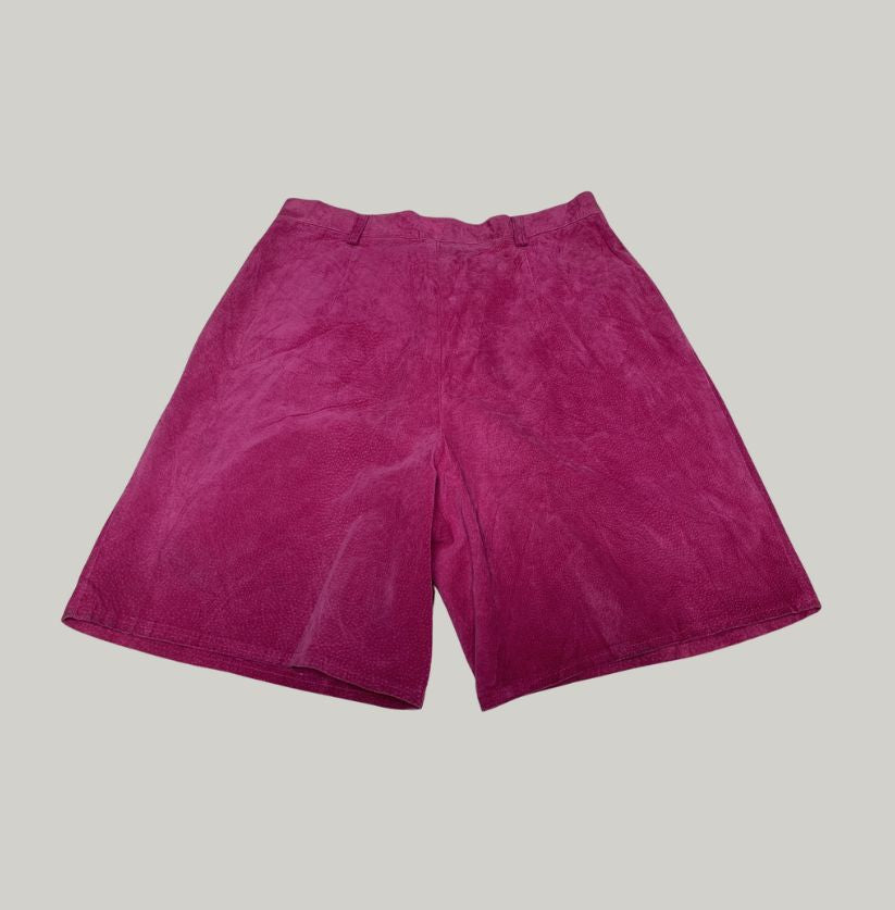 Fuchsia Pink Leather Bermuda Shorts