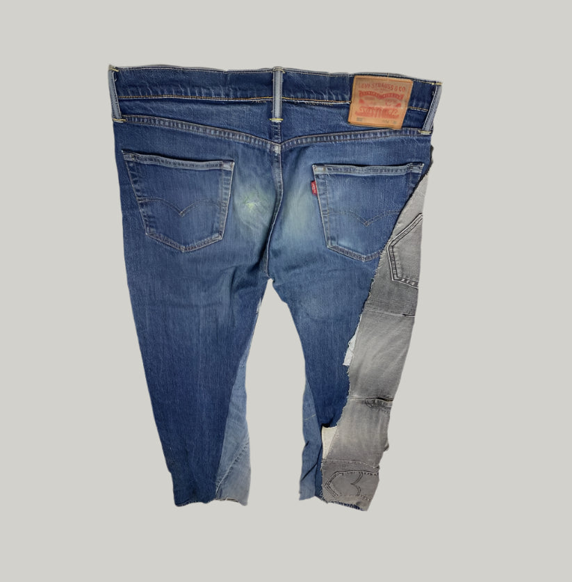 Custom Reworked Levi's 502 Jeans Two-Tone Patchwork