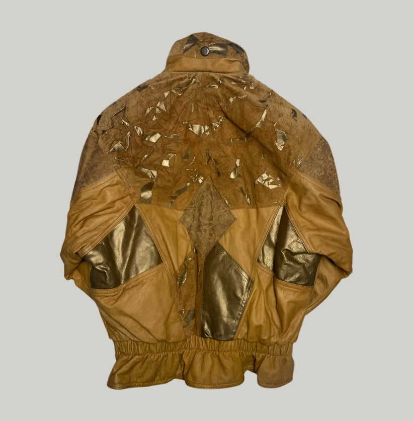 Classic Woman Vintage Biker Jacket in Beige