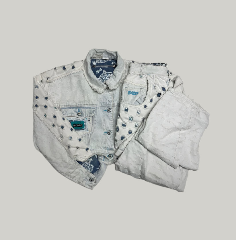 Major Damage Ripped Style Jacket & Jeans Set