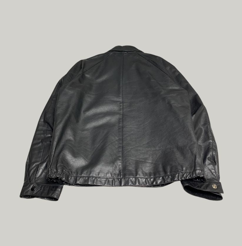 Vintage Style Black Leather Biker Jacket