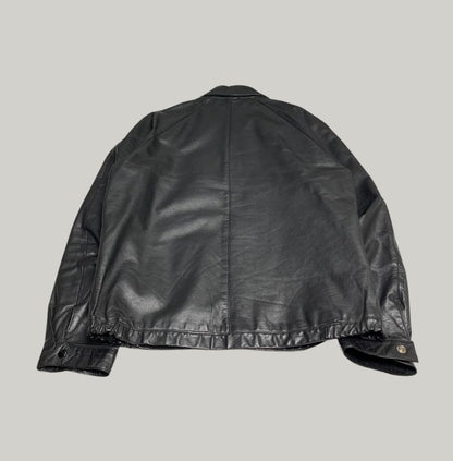 Vintage Style Black Leather Biker Jacket