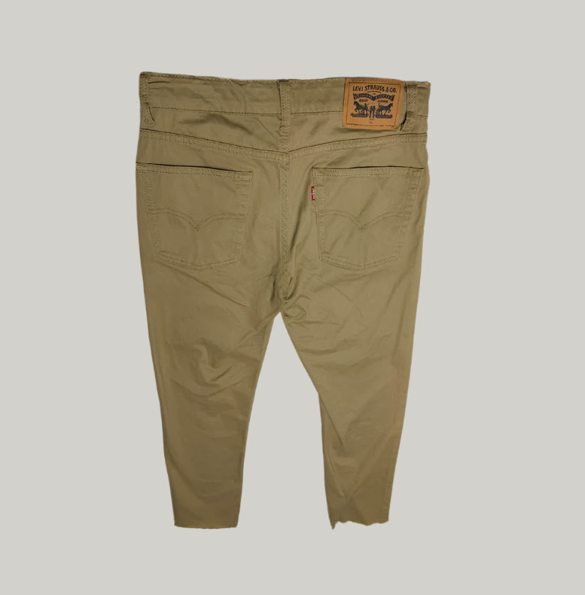 Khaki pants with Levi's branding on a white background